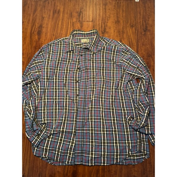 LL Bean Flannel Shirt Mens XL Red Blue Plaid Button Down Outdoors Long Sleeve - Picture 2 of 7